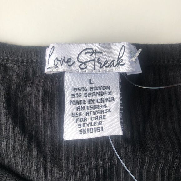 Love Streak Ruched Sides Ribbed Top Juniors Large - Picture 3 of 7